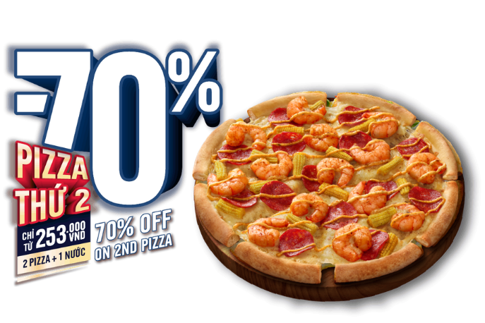 Giảm 70% Cho Pizza Thứ 2