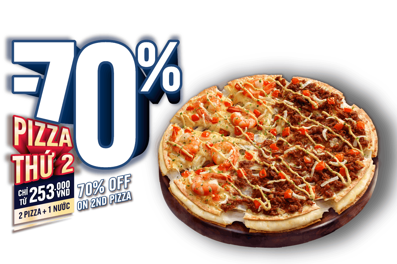 Giảm 70% Cho Pizza Thứ 2