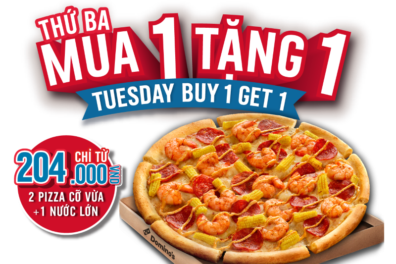 Thứ 3 Mua 1 Tặng 1 Pizza